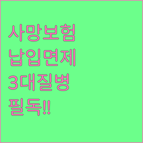 사망보험 납입면제 혜택 확인법과 3대..