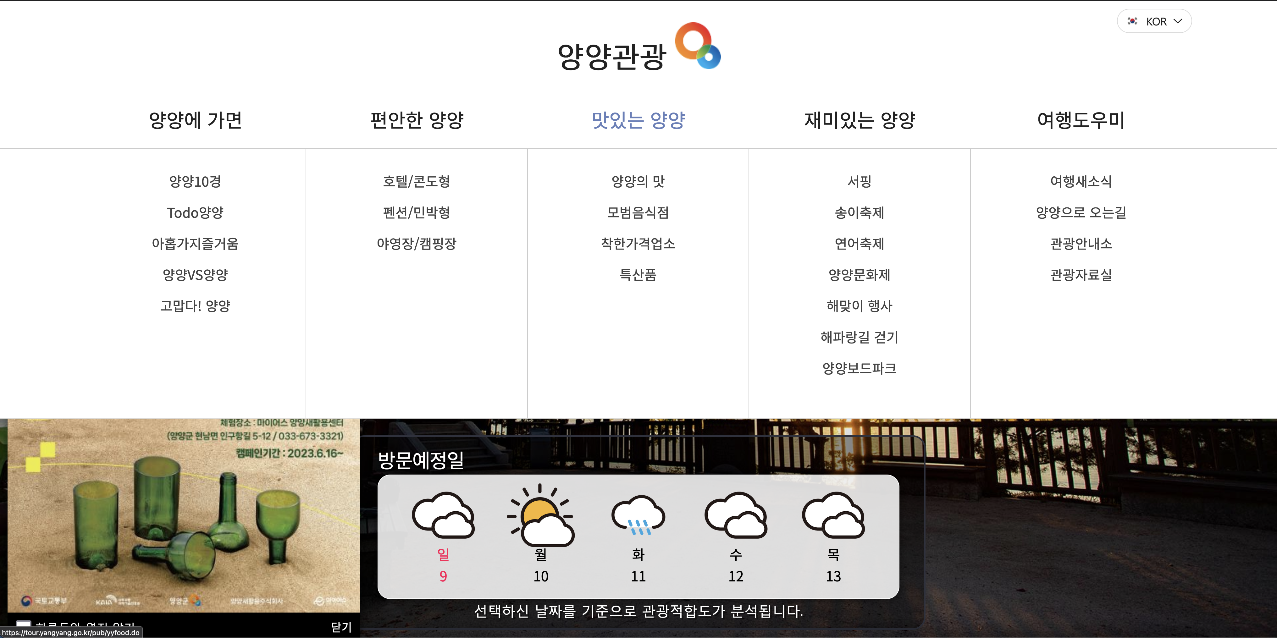 양양 관광 사이트