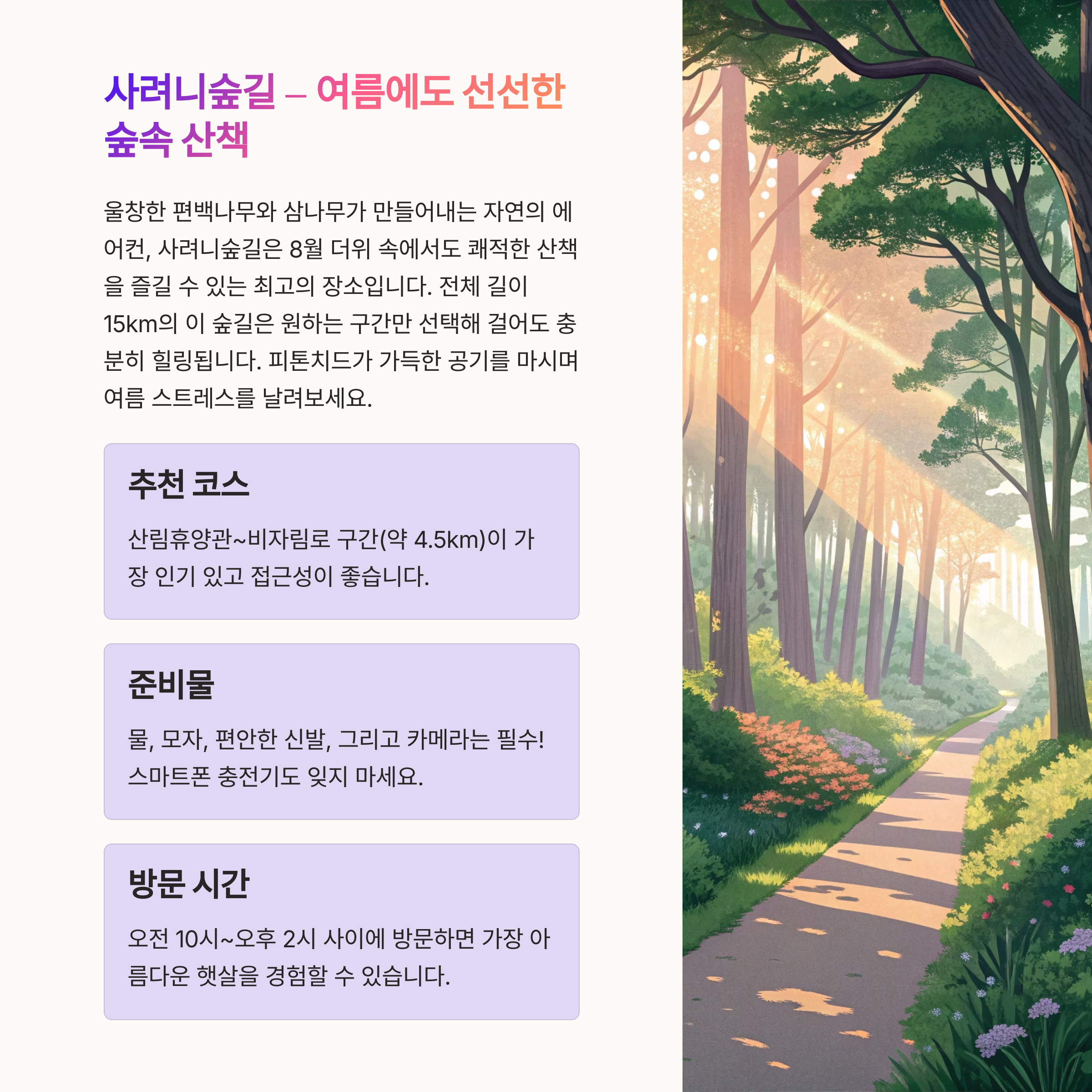 걷기 좋은 그늘길, 사려니숲길