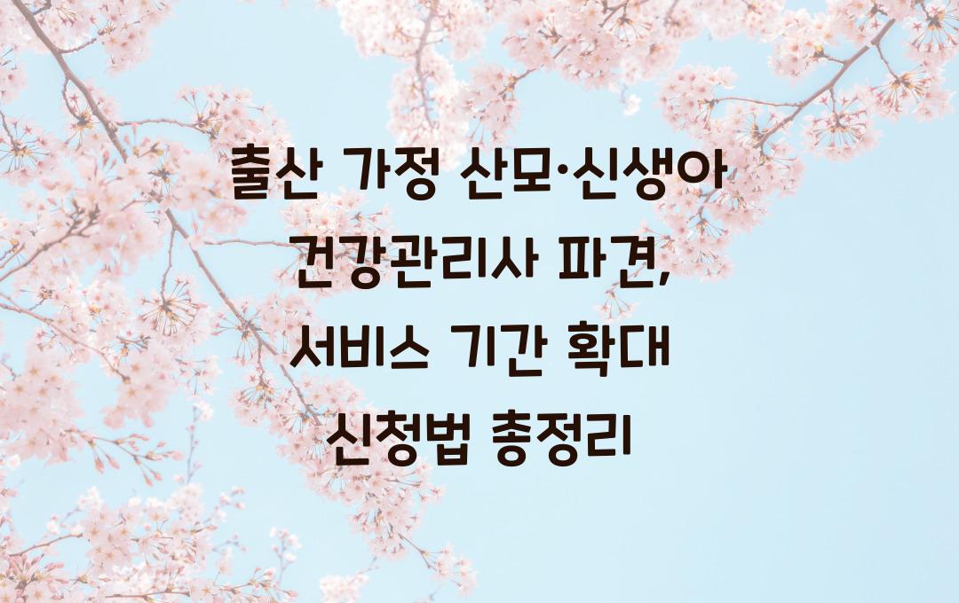 출산 가정 산모·신생아 건강관리사 파견, 서비스 기간 확대 신청법