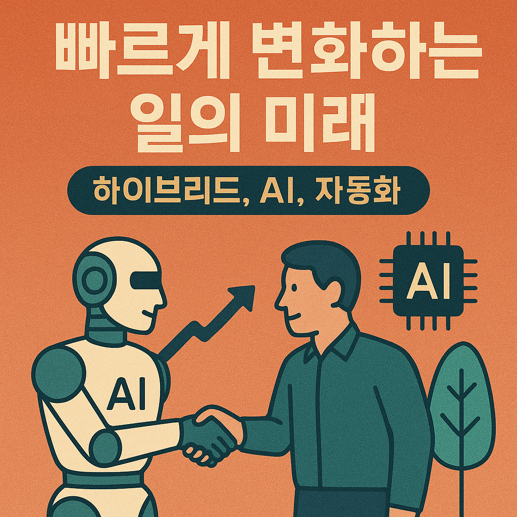 빠르게 변화하는 일의 미래 (하이브리드, AI, 자동화) 연관 이미지