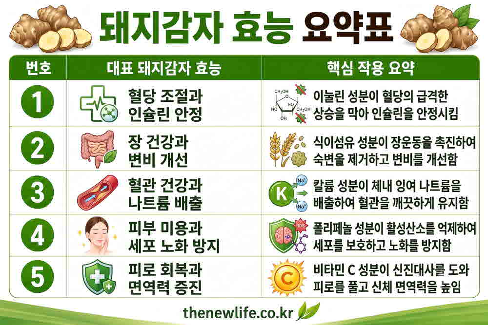 돼지감자 효능 요약표