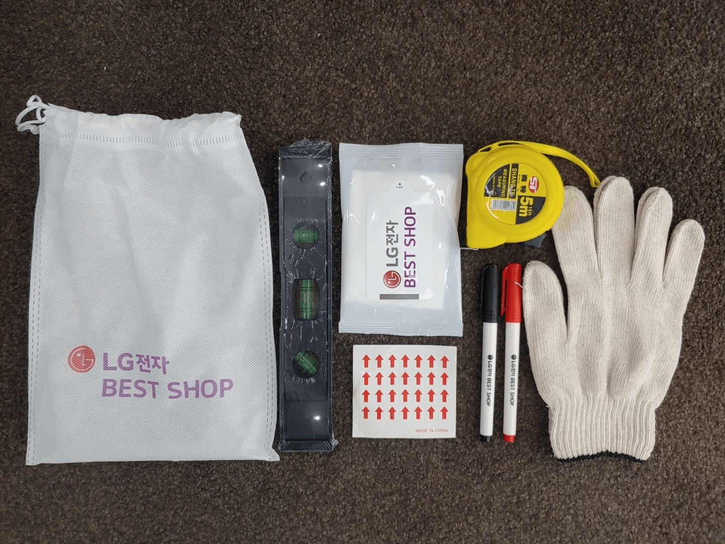 사전점검 시 제공받은 키트의 구성물품 사진입니다.