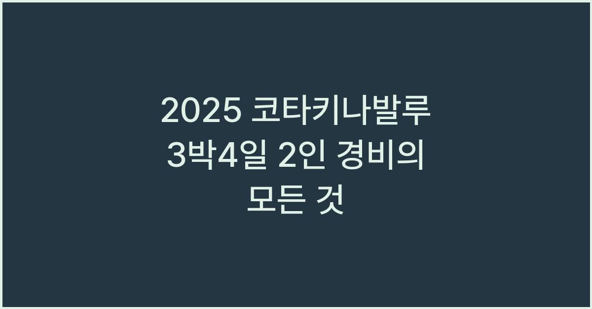 2025 코타키나발루 3박4일 2인 경비