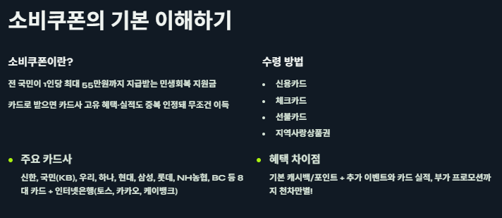 민생회복 소비쿠폰 카드사별 혜택많은순 총정리