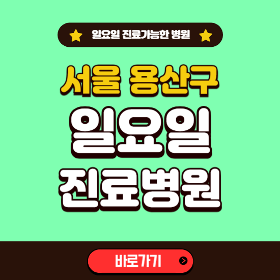 서울 용산구 일요일 진료 가능한 병원 ❘ 주말 문여는 곳 총정리 (소아과, 내과, 안과, 치과, 피부과, 정형외과, 산부인과)