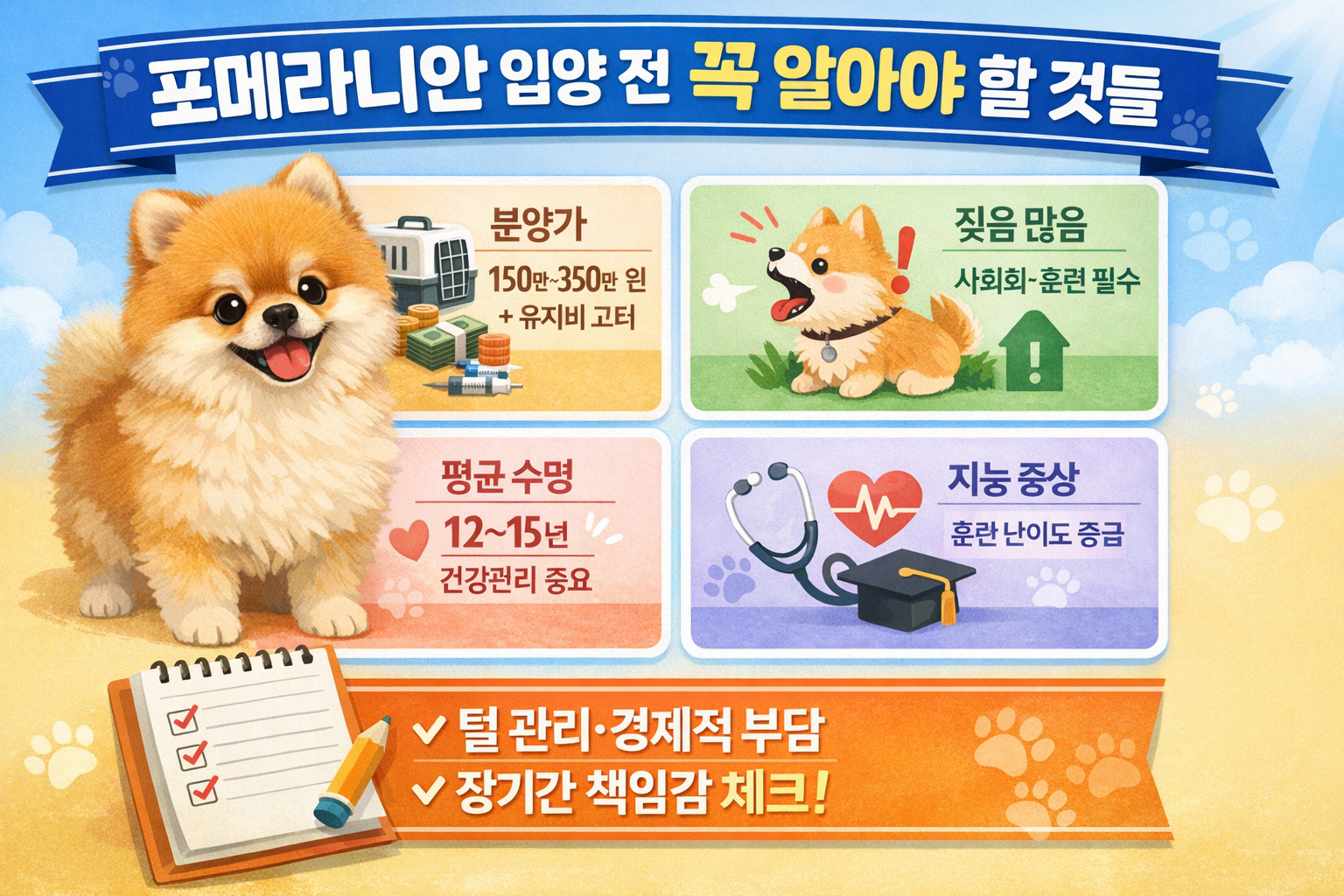 포메라니안 분양 입양 전 꼭 알아야 할 것들|가격·성격·수명·지능 분석