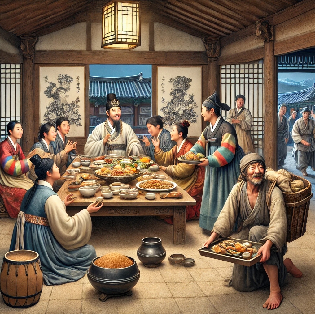 대조되는 양반들과 천민의 모습