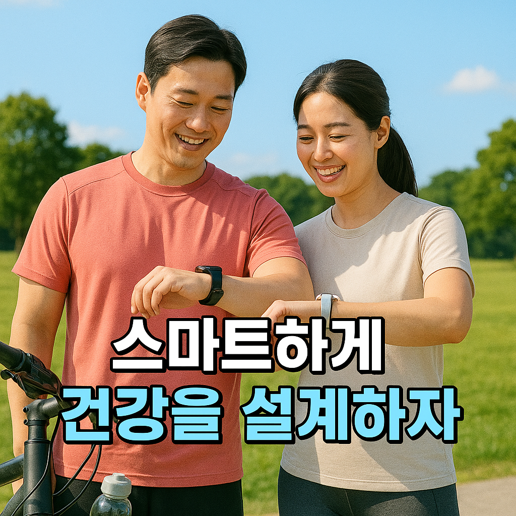 스마트워치를 함께 확인하는 부부