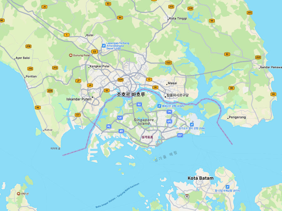 싱가포르 위치 지도