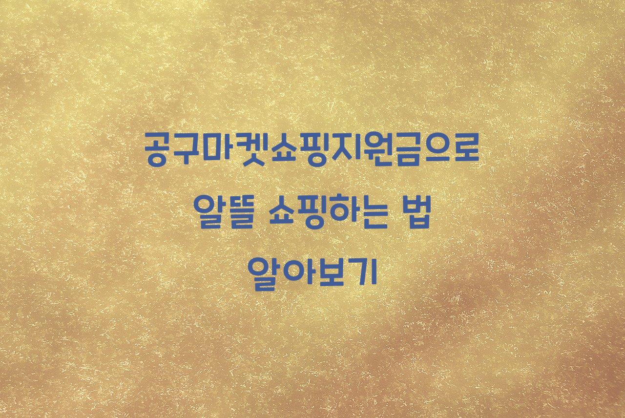 공구마켓쇼핑지원금