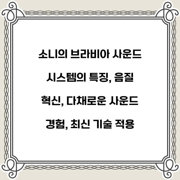 소니의 브라비아 사운드 시스템의 특징