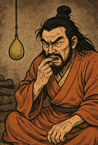 월왕 구천이 쓸개 맛을 보는 모습