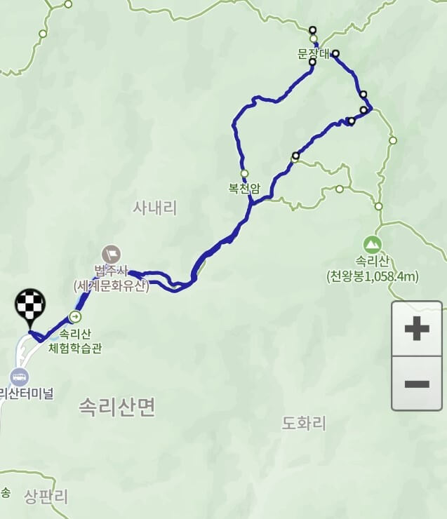 속리산 등산 코스 지도