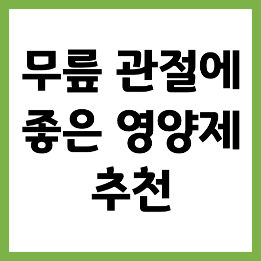 무릎관절에 좋은 영양제 추천 부모님 영양제 추천 BEST 5