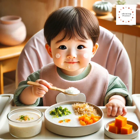 이유완료기 아기 식사하는 모습