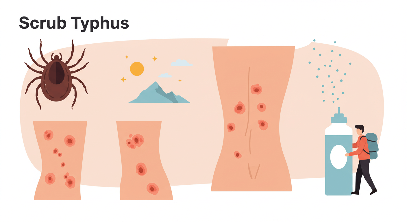 1. 쯔쯔가무시증 – 진드기 매개, 가을철 대표 야외 질환
