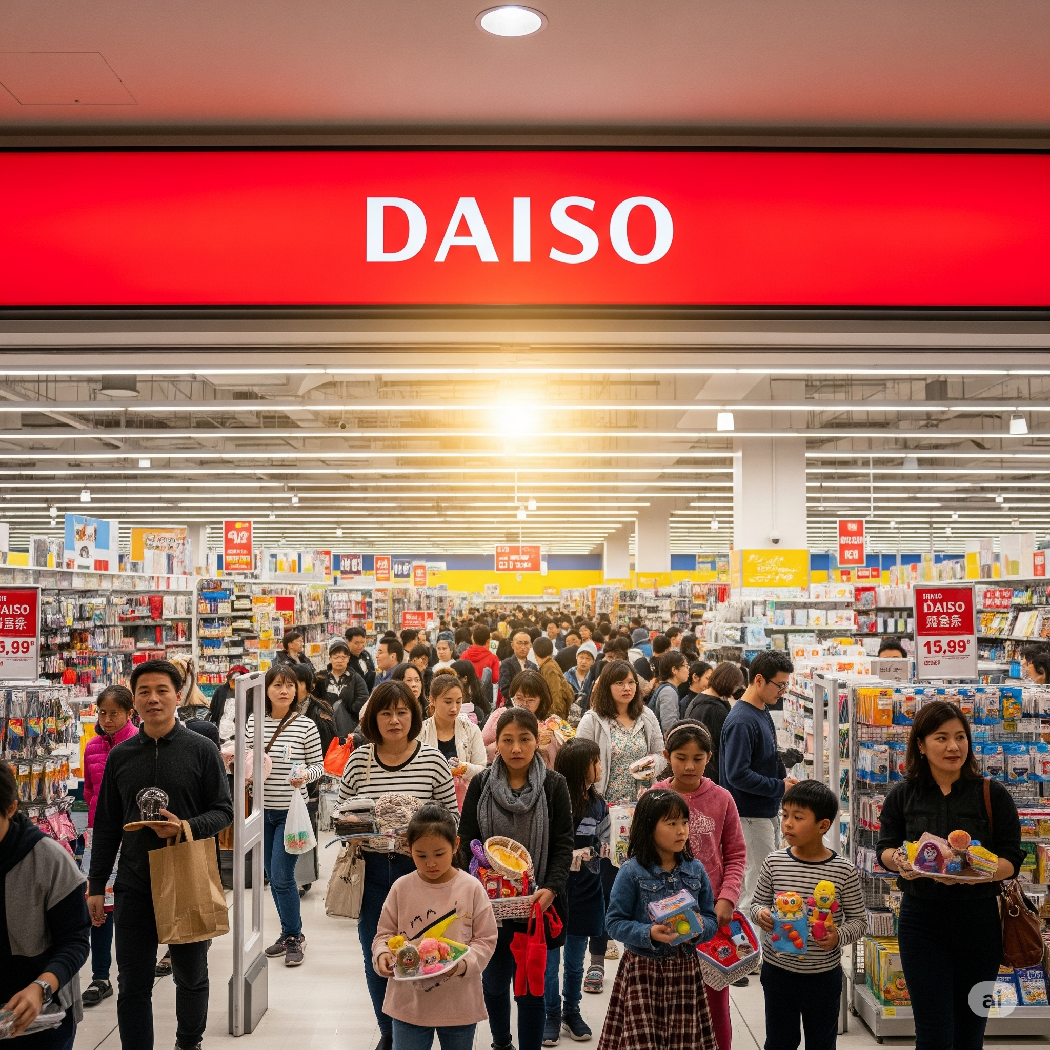 손님들로 복잡한 다이소 매장 입구 전경