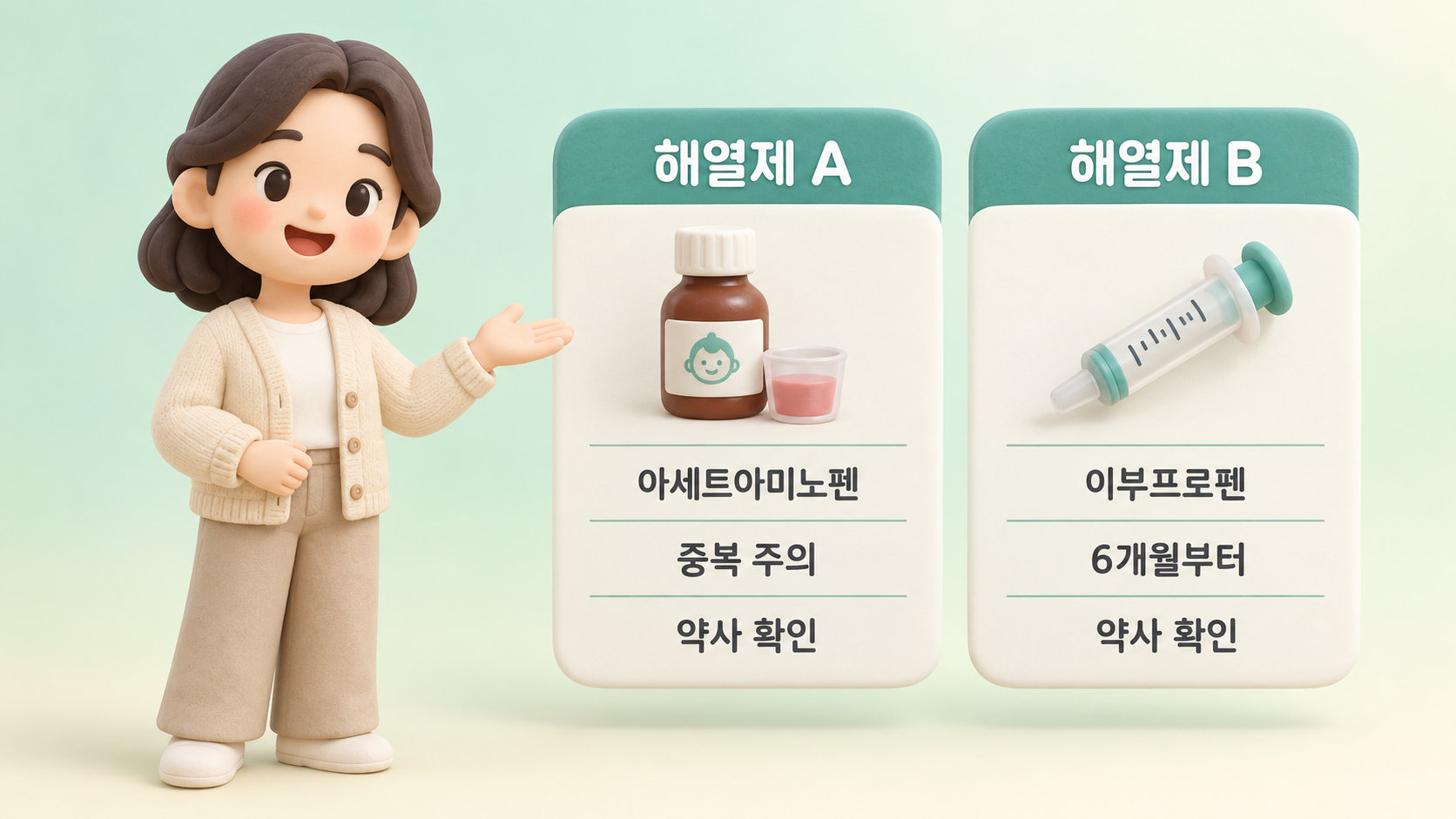 해열제 두 계열 비교 카드