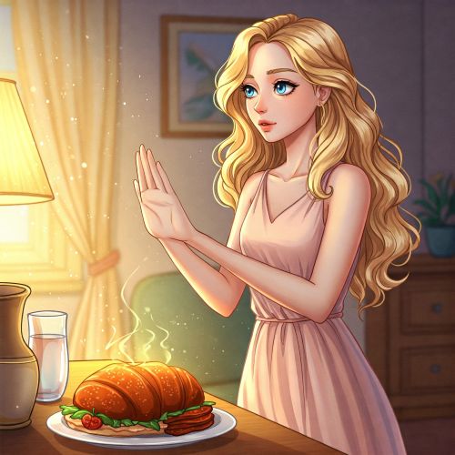 젊은 여성이 음식을 거부하고 있다