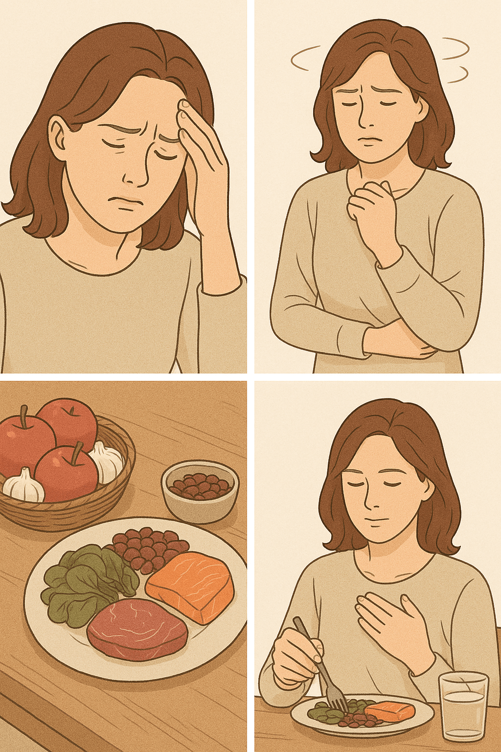 건강한 식단으로 증상 완화하는 이미지