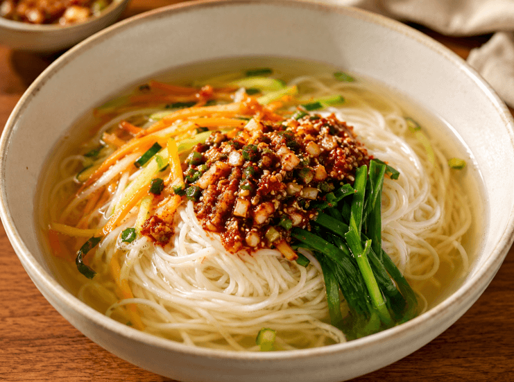 진한 육수로 만든 잔치국수