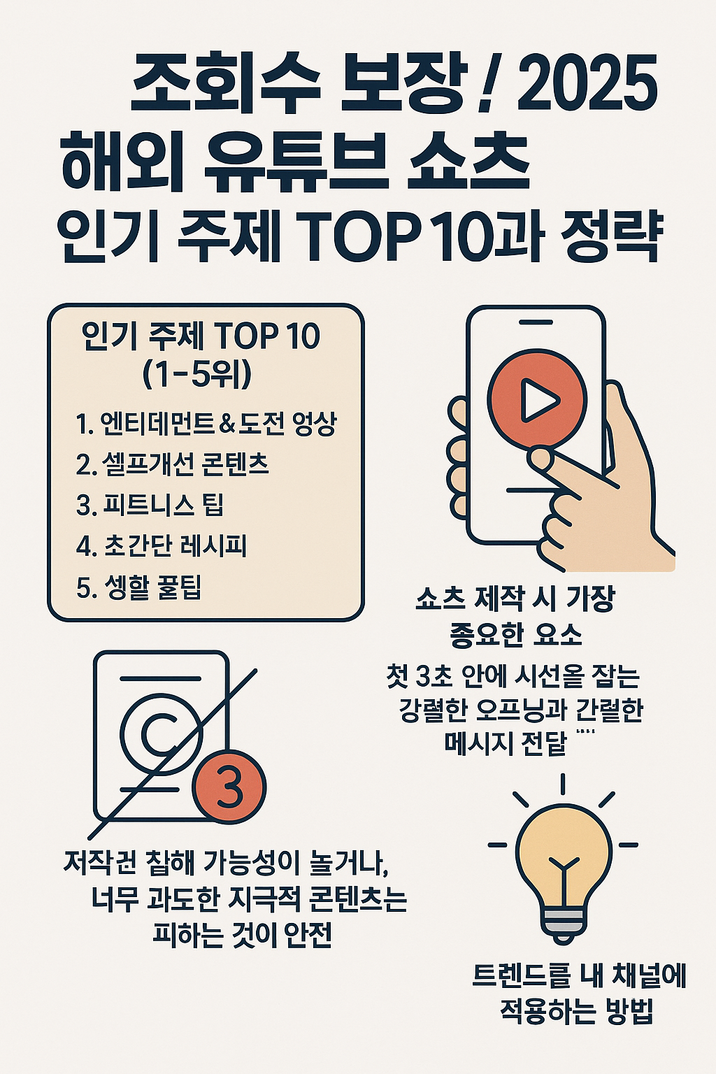 조회수 보장 해외 유튜브 쇼츠 인기 주제 TPO 10