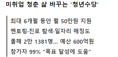 청년 수당 관련 뉴스기사