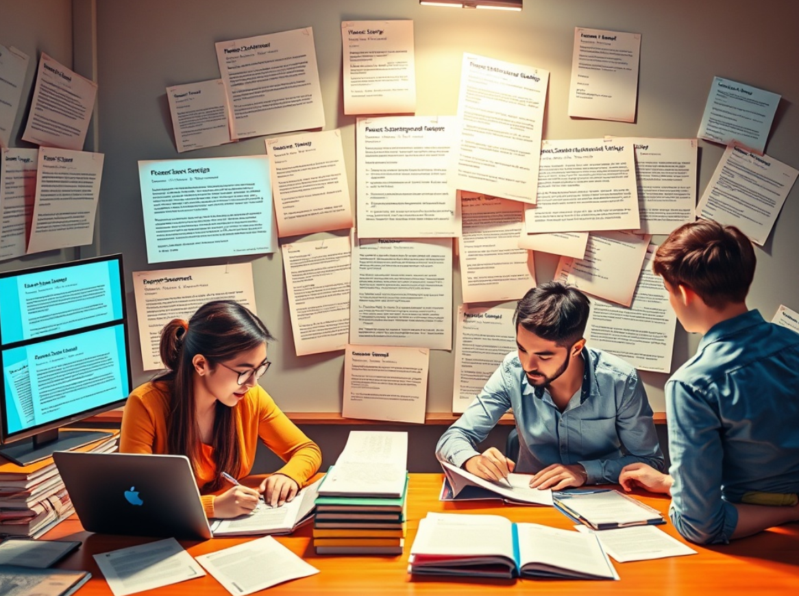 자소서와 추천서에 대해 논의하는 학생들