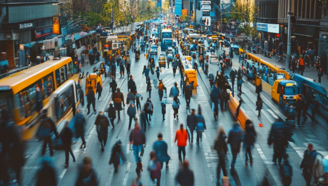 버스 파업으로 우왕좌왕하는 사람들