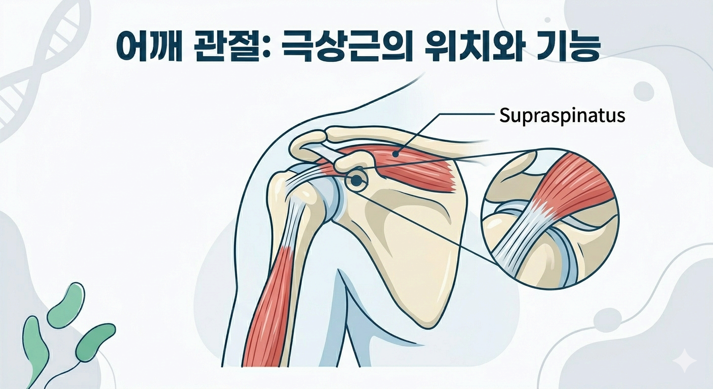 어깨 관절 극상근의 위치와 충돌 증후군 유발 구조 해부학 인포그래픽