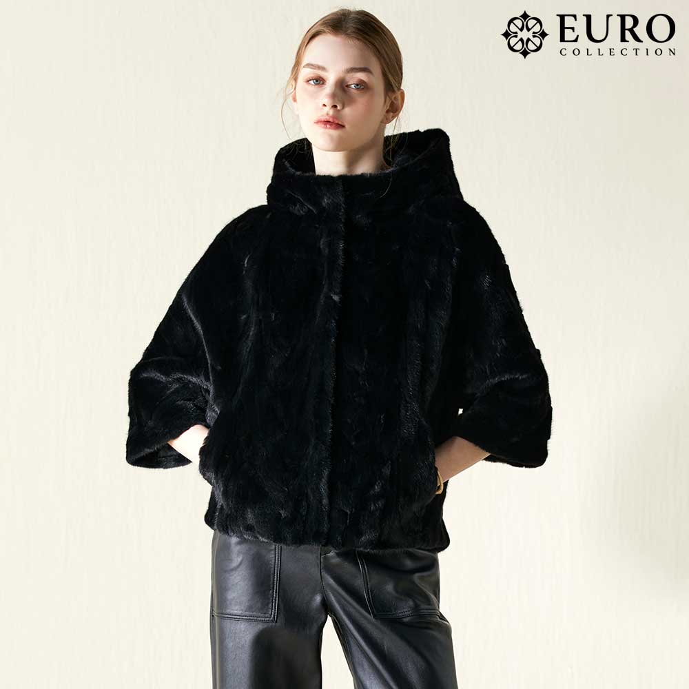 유로컬렉션 22FW 코코 밍크 후드 하프자켓