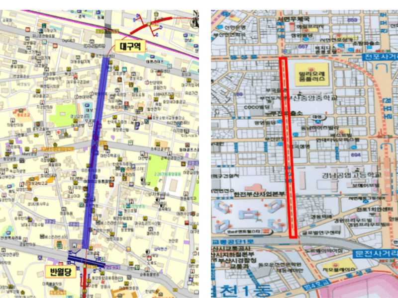 대구, 부산 대중교통전용지구(자료: 국토교통부)