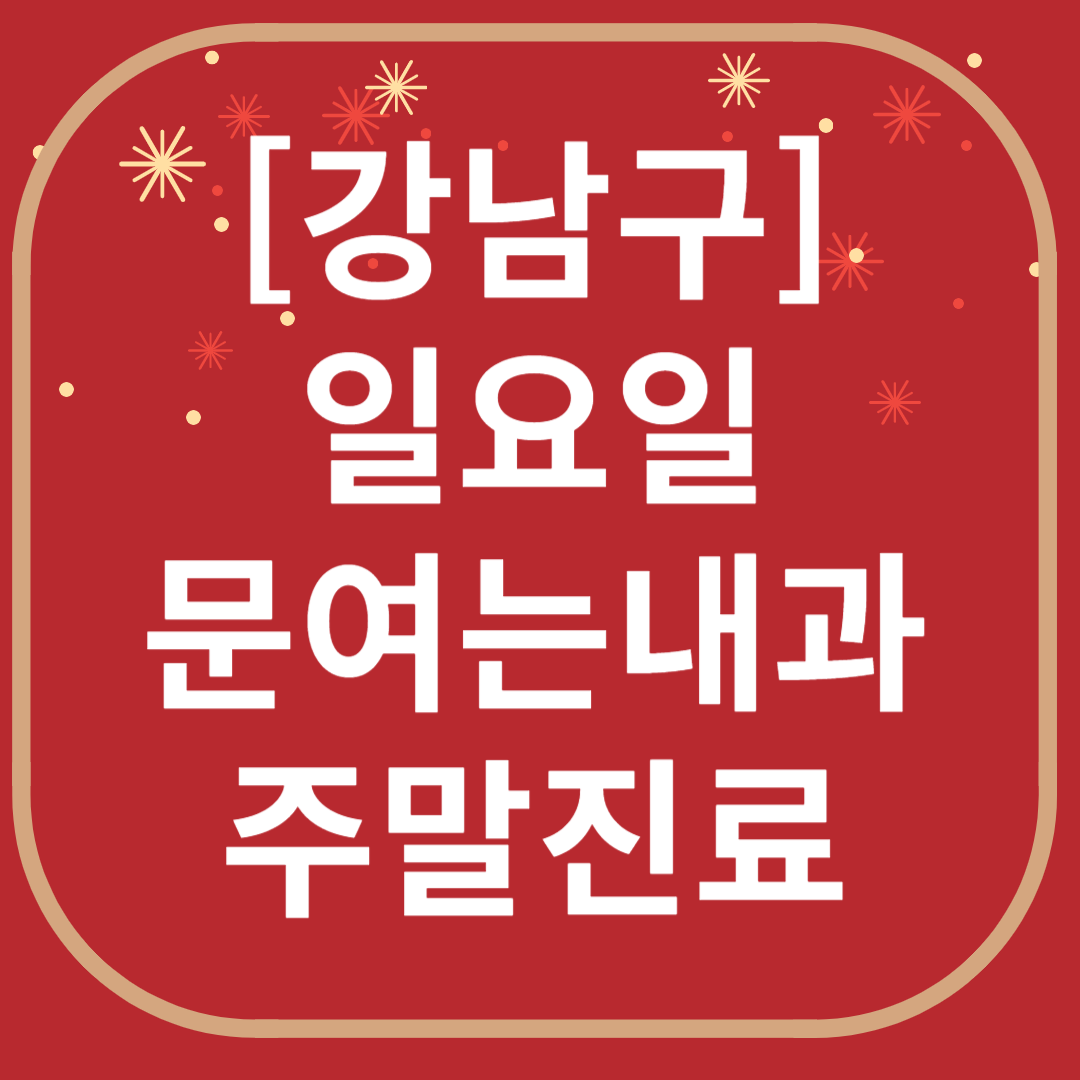 강남 일요일 문 여는 내과 리스트 ❘ 토요일 공휴일 주말 야간진료 병원 찾기