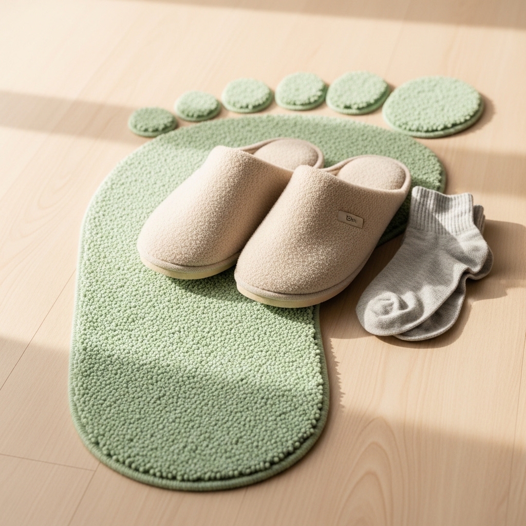 발 압박을 줄이는 생활습관을 상징하는 이미지