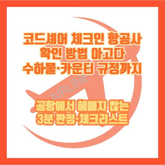 코드셰어 체크인 항공사 확인 방법 아고다: 수하물·카운터 규정까지｜공항에서 헤매지 않는 3분 판정·체크리스트