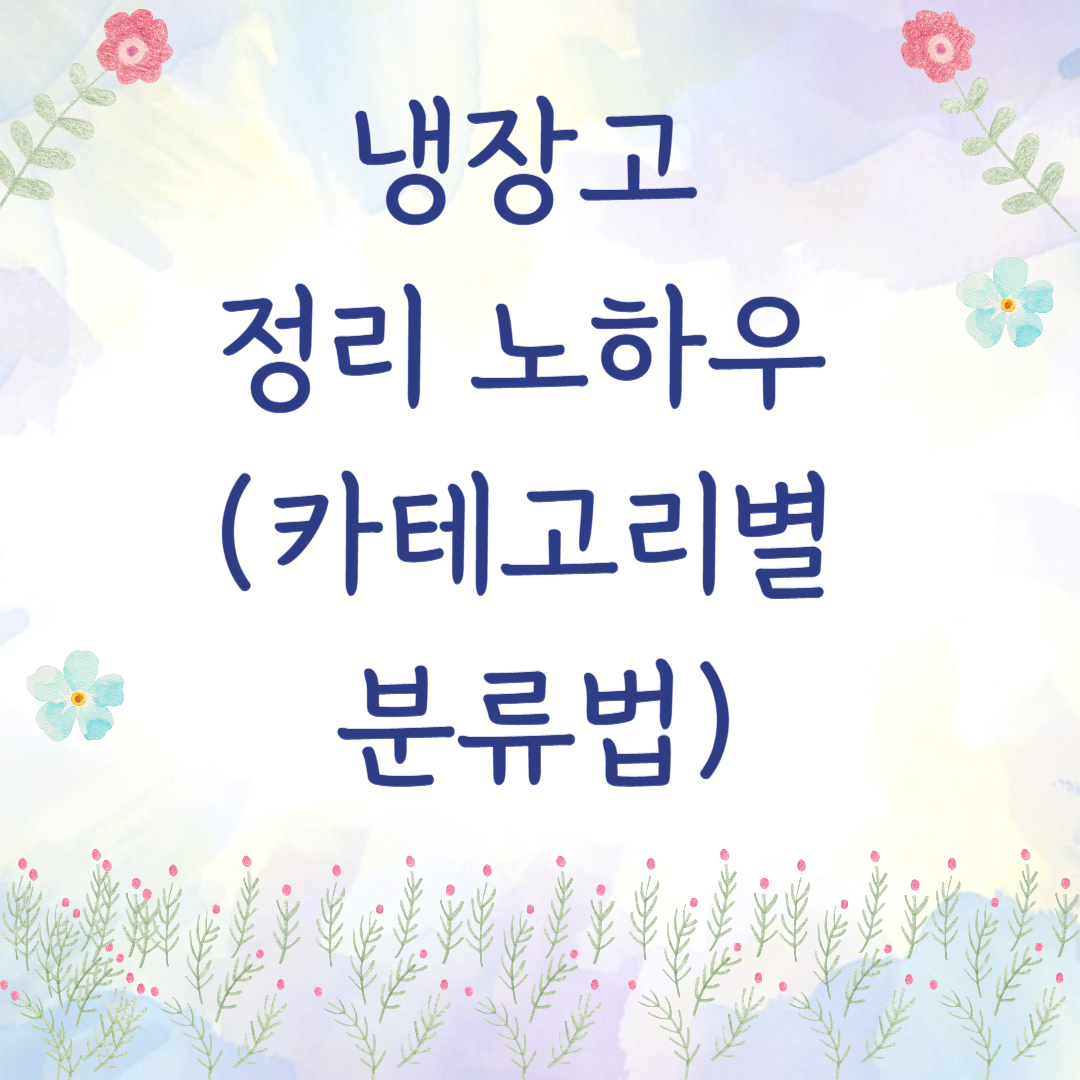 냉장고 정리 노하우: 카테고리별 분류법으로 깔끔하게 유지하는 비결