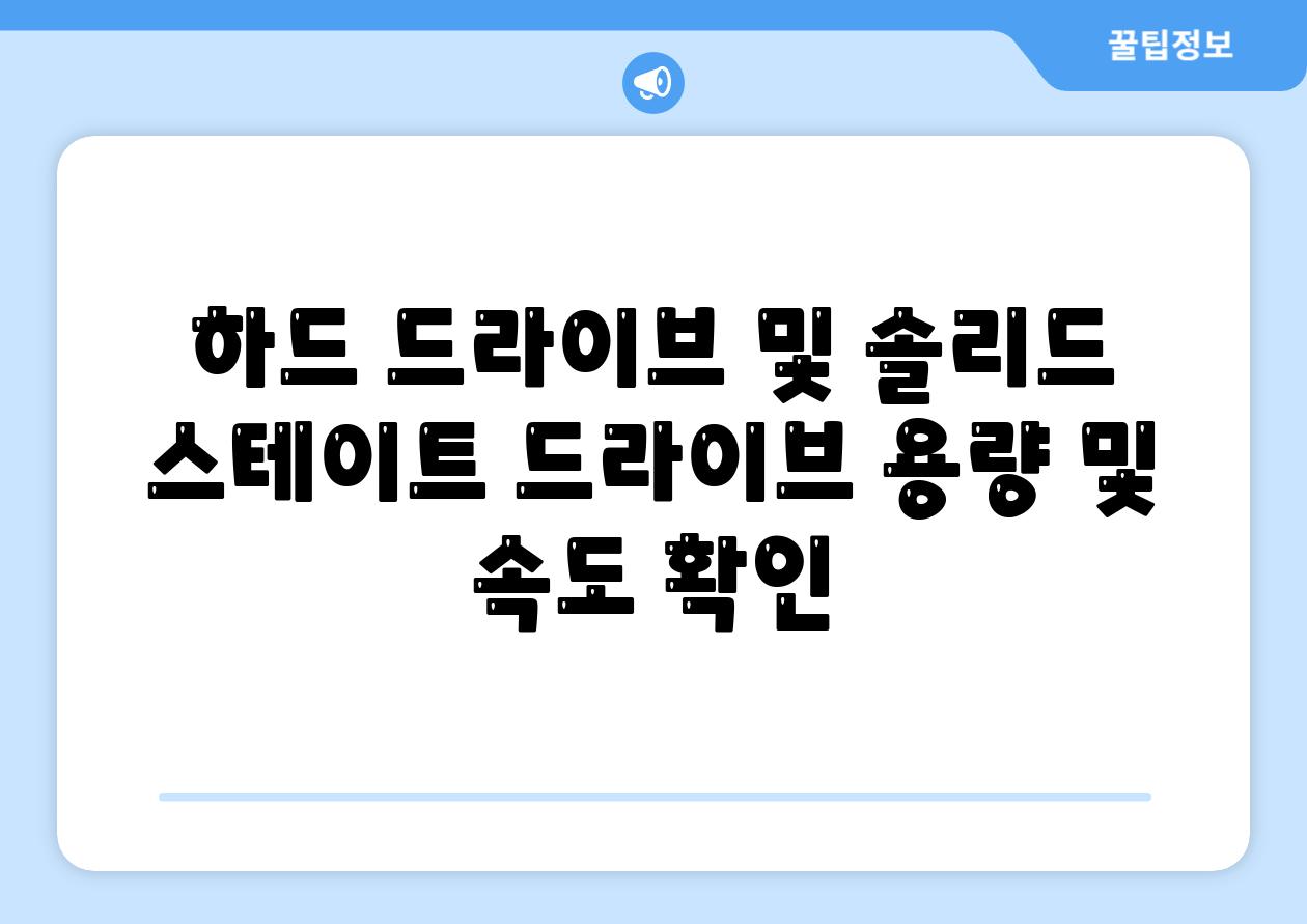 하드 드라이브 및 솔리드 스테이트 드라이브 용량 및 속도 확인