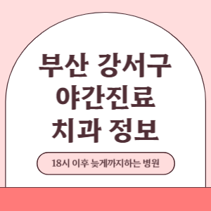 부산 강서구 야간진료 치과 병원 (18시 이후 늦게까지하는 병원)