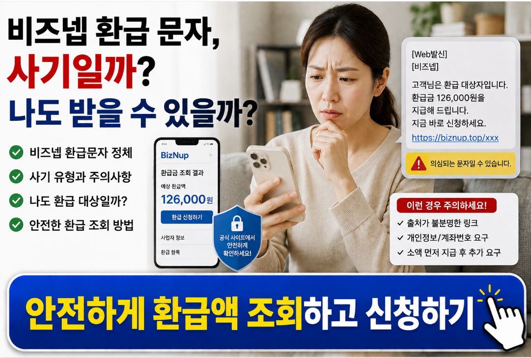비즈넵 환급 문자, 사기일까? 나도 받을 수 있을까?