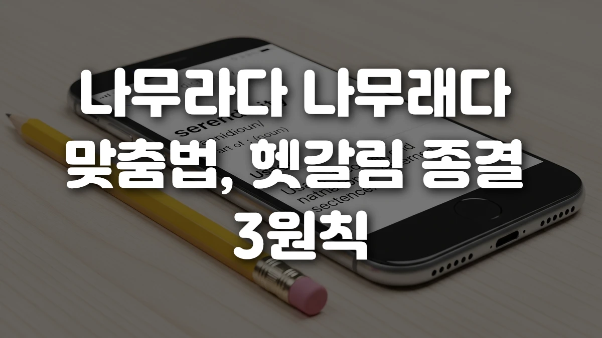 나무라다 나무래다 맞춤법 헷갈림 종결 3원칙