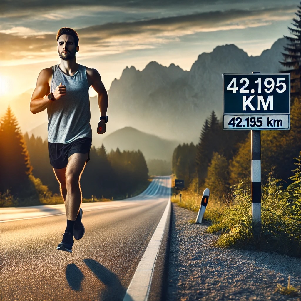 마라톤 완주를 목표로 달리는 초보 러너의 여정을 표현하는 이미지 사진