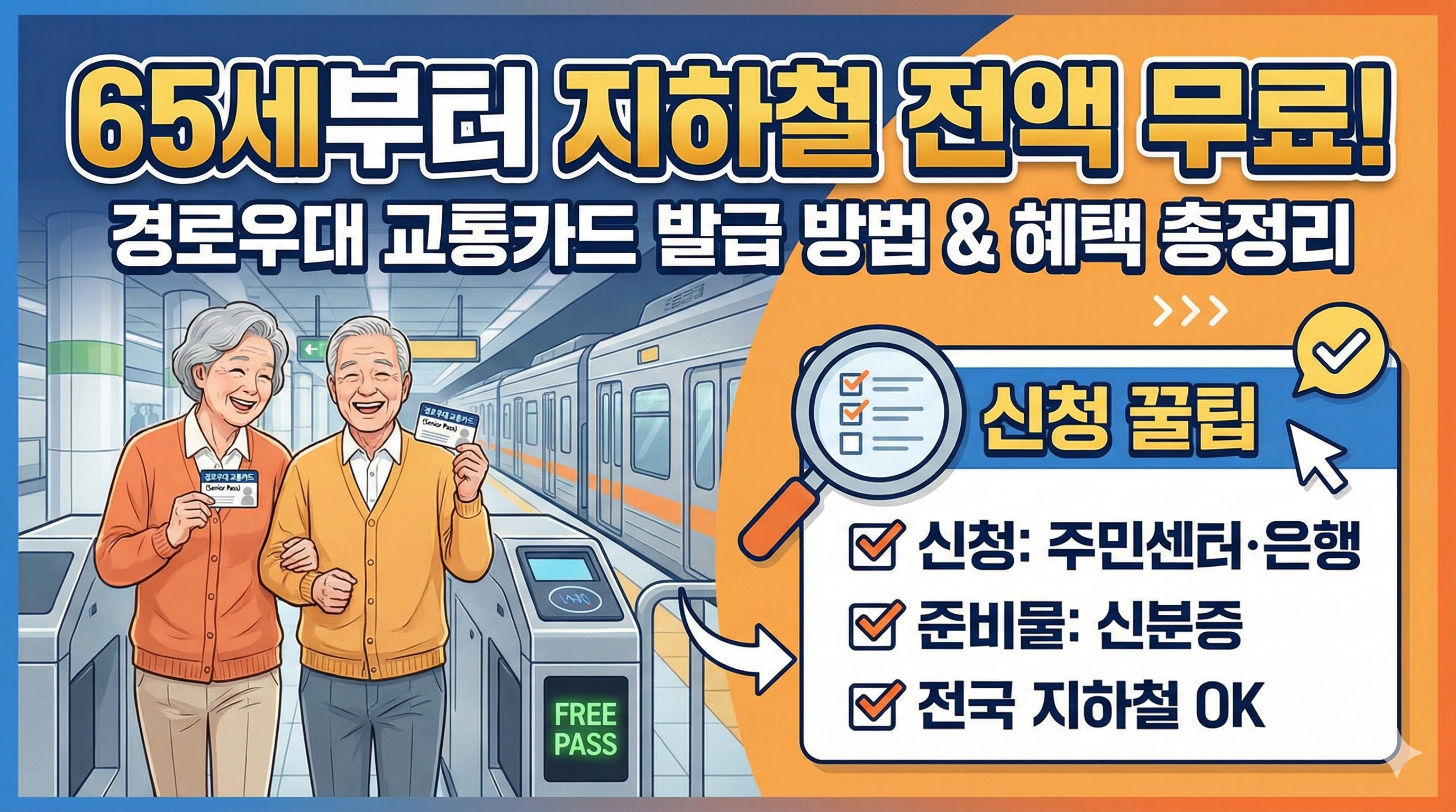 경로우대 교통카드 발급방법 및 혜택: 만 65세 지하철 무료 이용 총정리