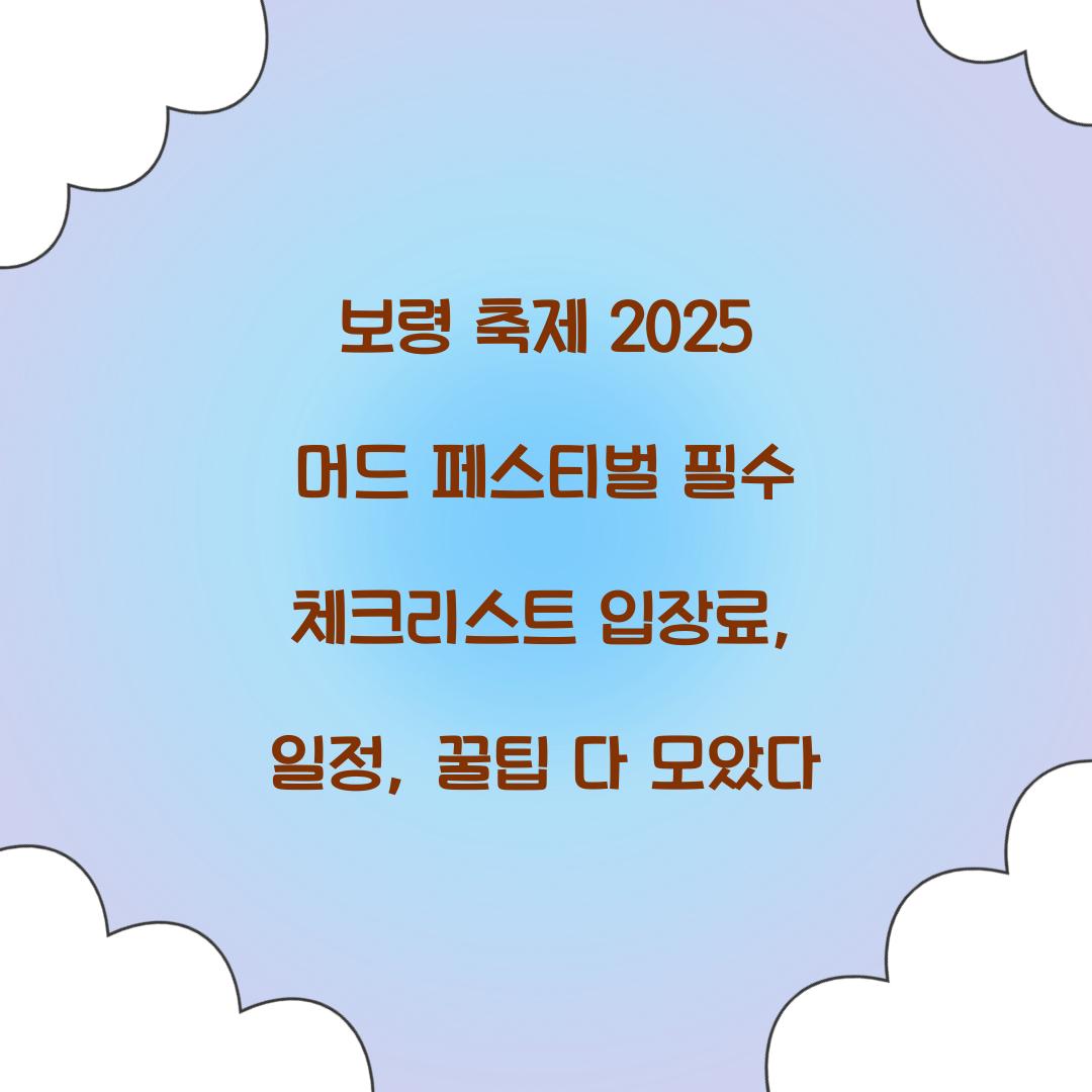 보령 축제 2025 머드 페스티벌