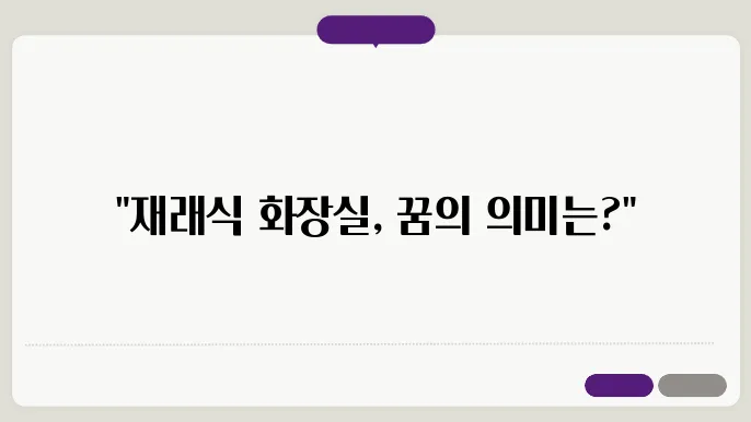 재래식 화장실에서 똥누는 꿈