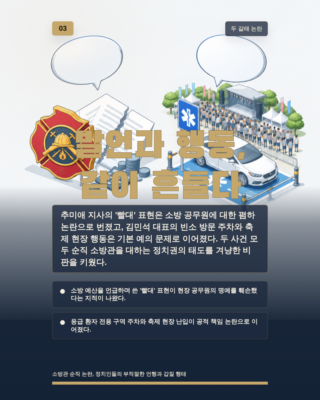 발언과 행동, 같이 흔들다
