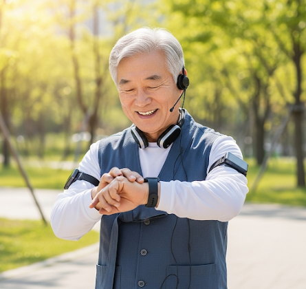 스마트워치와 웨어러블 기기를 사용하는 시니어