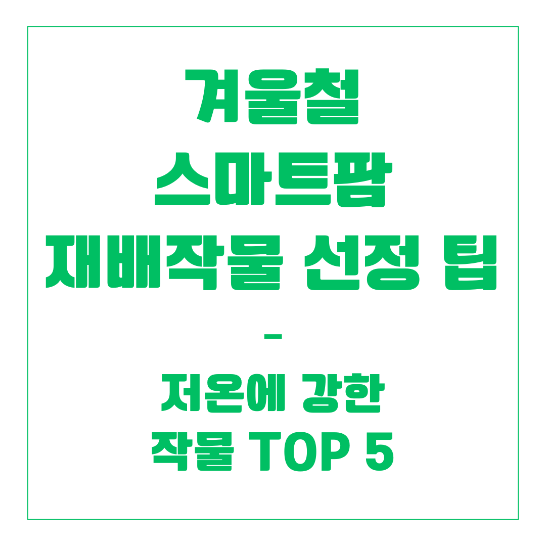 겨울철 스마트팜 재배작물 선정 팁 &ndash; 저온에 강한 작물 TOP 5