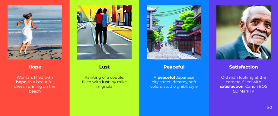 긍정적 감정 관련 수식어 - Hope, Lust, Peaceful, Satisffaction