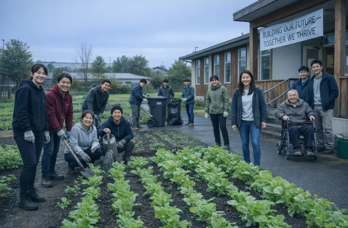 다양한 자활근로사업에 참여하며 희망차게 일하는 사람들의 모습. 함께 협력하며 자립을 위해 노력하는 모습을 통해 긍정적인 사회적 활동을 보여줍니다.